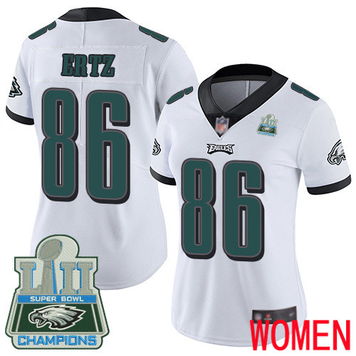 Women Philadelphia Eagles 86 Zach Ertz White Vapor Untouchable NFL Jersey Limited Player Super Bowl LII Champions